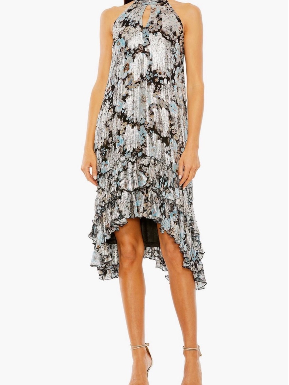 ✨NWT✨ IEENA FOR MAC Duggal Halter Ruffle High-Low Floral